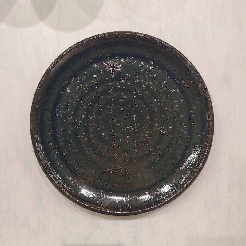 Firebrand Pottery, Handmade Fiorella Dragonfly Salad Plates - Green